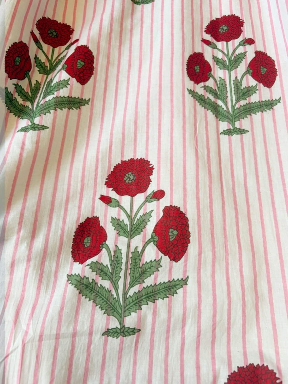 Fox & Hen Pink Floral-Striped Midi Shirt Dress Puff Sleeves Tie Waist Size XS - Picture 9 of 12